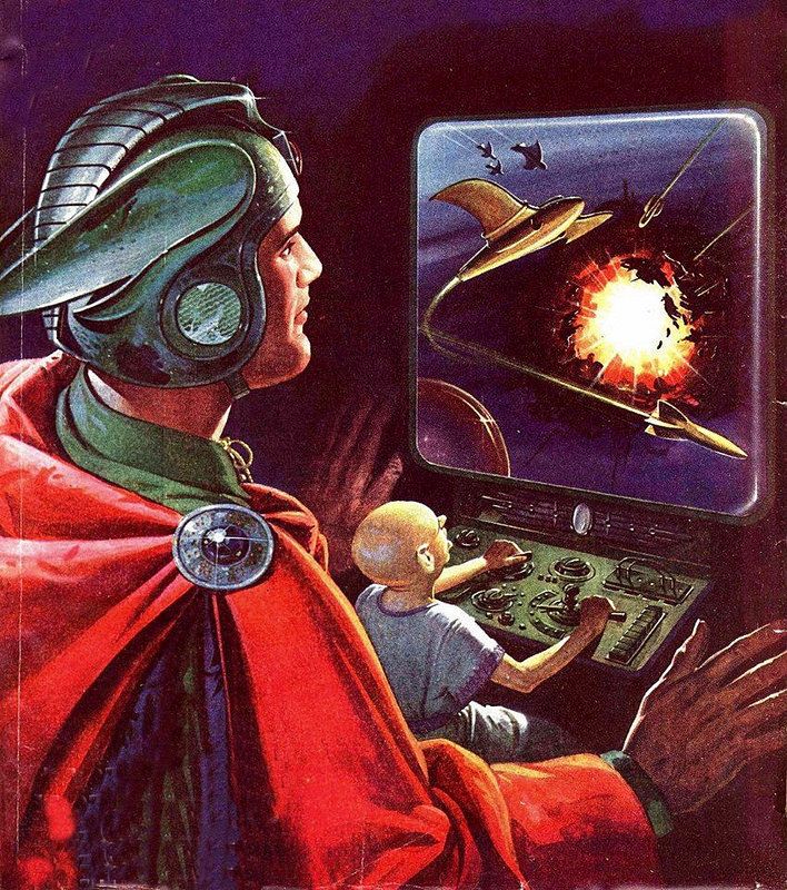 Robert Gibson Jones's visual Art Robert Gibson Jones, Earth Slaves to Space by Richard S. Shaver, Amazing Stories 46-09. The same cover and title were used for The Shaver Mysteries, Volume 4.