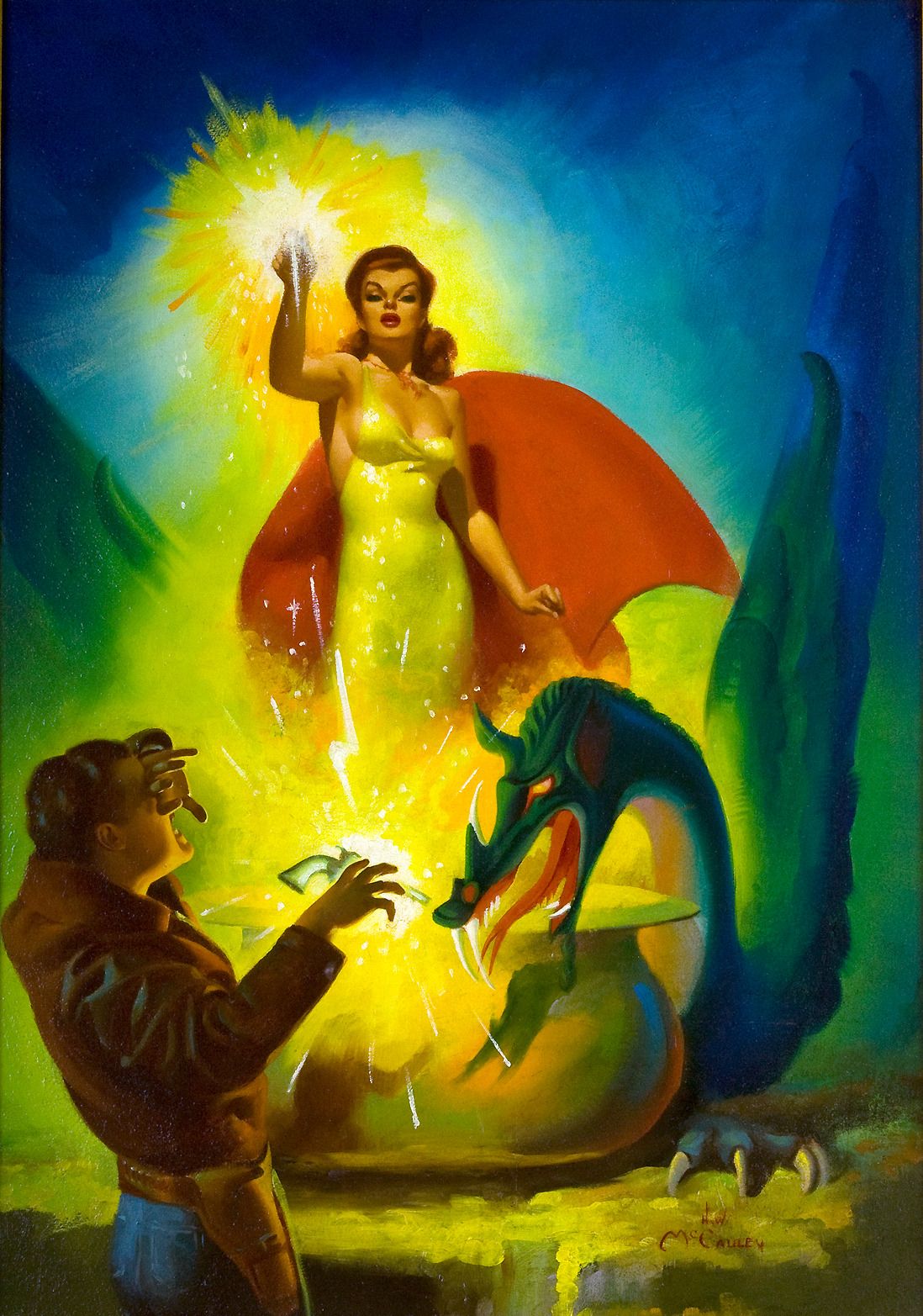 Harold W. McCauley's visual Art This contains an image of: Harold McCauley - Fantastic Adventures Pulp Cover
