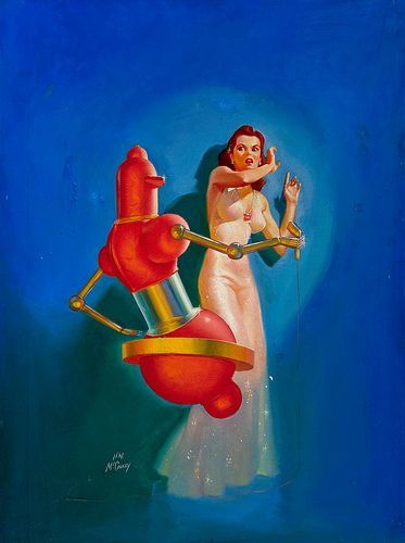 Harold W. McCauley's visual Art Harold McCauley, Fantastic Adventures 41-01, The Floating Robot by David Wright O'Brien.