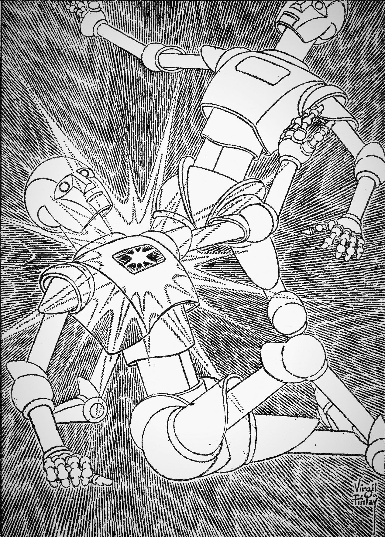 Virgil Finlay's visual Art Illustration By Virgil Finlay. For Adam's Eva By Alan Dirkson.  Worlds Of IF July 1967