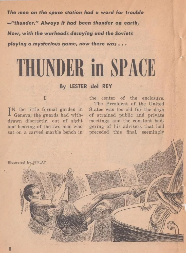 Virgil Finlay's visual Art Virgil Finlay, Thunder in Space by Lester Del Rey, Amazing Stories 62-06, p.8.