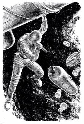 Virgil Finlay's visual Art Virgil Finlay, Thunder in Space by Lester Del Rey, Amazing Stories 62-06, p.23.