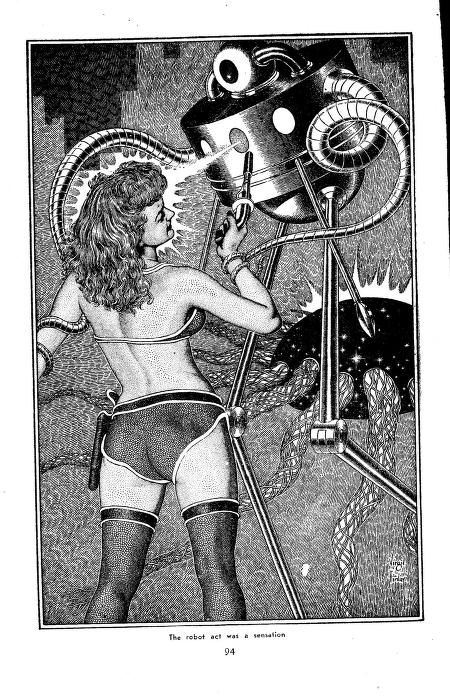 Virgil Finlay's visual Art Virgil Finlay's final illustration for Fantastic Adventures (52-11, P.94), I'll Follow You to Hell by William P. McGivern.