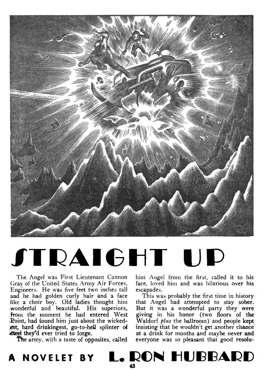 Virgil Finlay's visual Art Virgil Finlay, 240,000 Miles Straight Up (right side) by L. Ron Hubbard, Thrilling Wonder Stories 48-12, p.43.