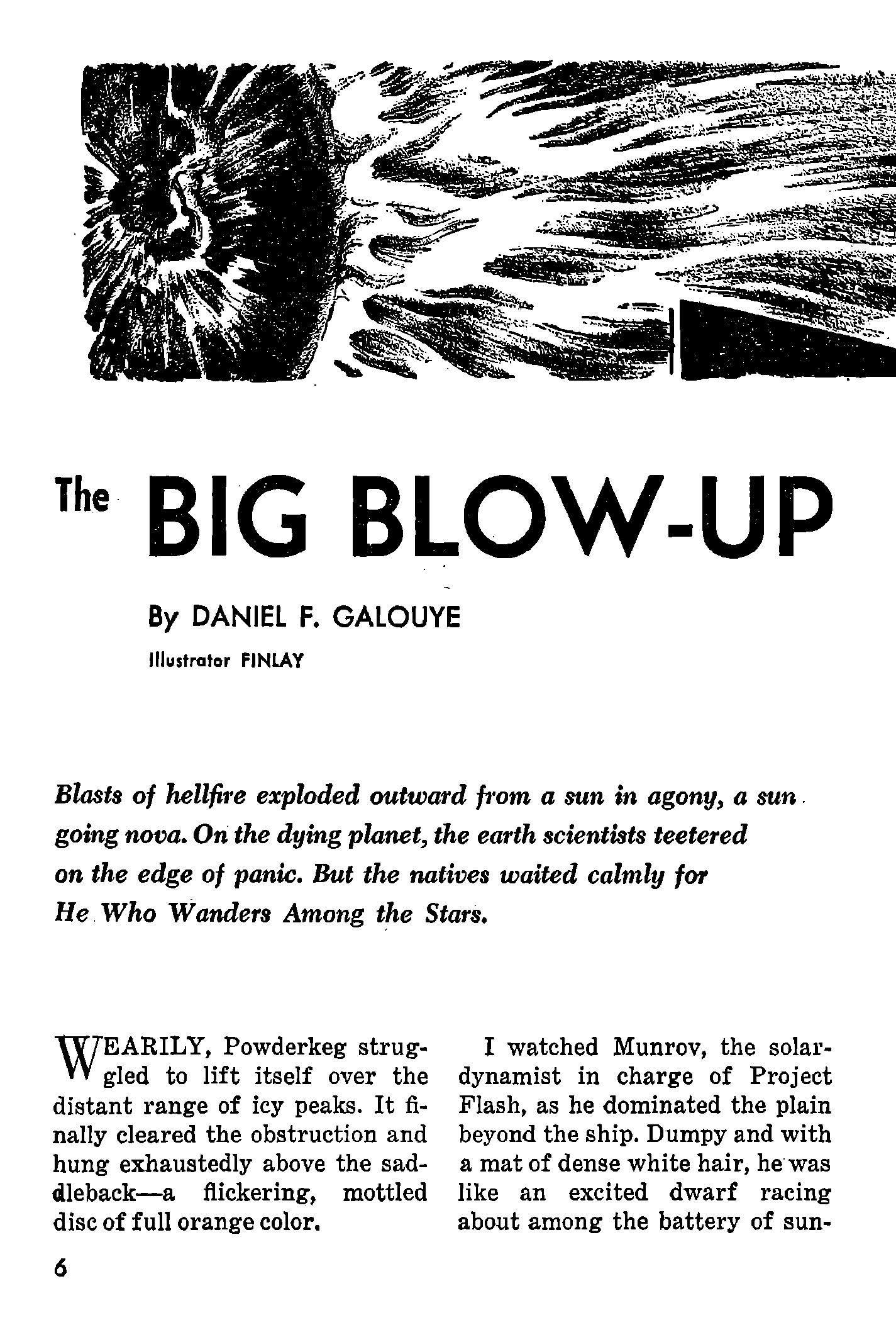 Virgil Finlay's visual Art Virgil Finlay, The Big Blow-Up (left side) by Daniel F. Galouye, Fantastic 61-03, p.6.