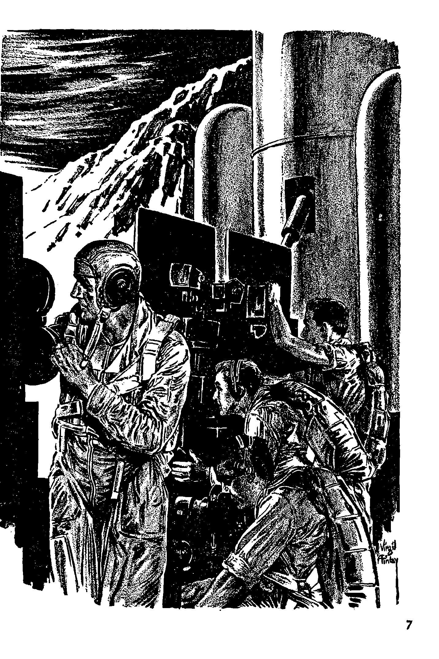 Virgil Finlay's visual Art Virgil Finlay, The Big Blow-Up (right side) by Daniel F. Galouye, Fantastic 61-03, p.7.