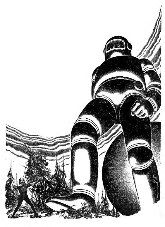 Virgil Finlay's visual Art Virgil Finlay, Prize Ship by Philip K. Dick, Thrilling Wonder Stories 54-Winter, p.89. Caption: A tiny man appeared and shot an arrow. Blurb: They had no way of knowing where they'd go in the---PRIZE SHIP (title).