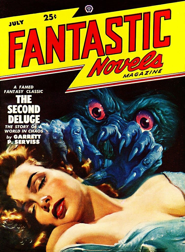Lawrence Sterne Stevens's Covers Art Creepy cool! Lawrence Sterne Stevens, Fantastic Novels 48-07, The Second Deluge by Garrett P. Serviss.