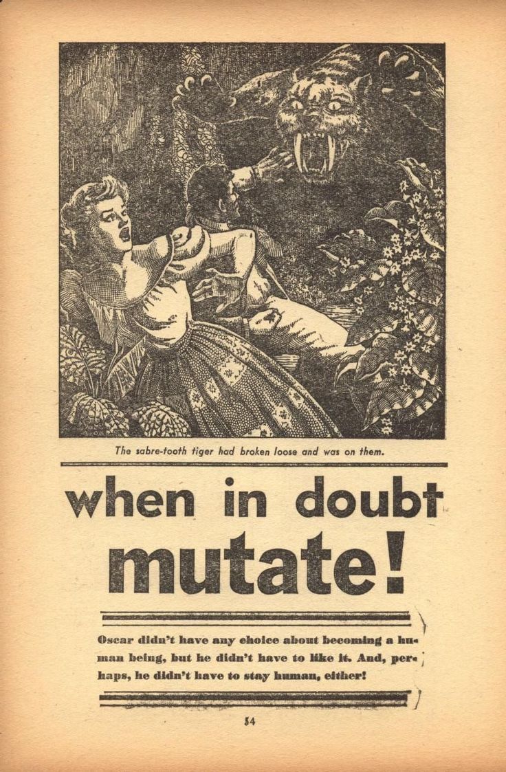 Peter Poulton's Covers Art Peter Poulton, When in Doubt Mutate! by E. Hoffman Price, SF Quarterly 52-05, p.54.