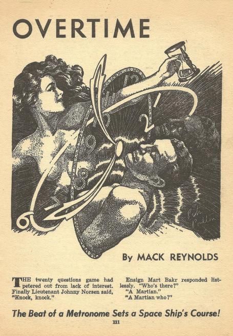 Peter Poulton's Covers Art Peter Poulton, Overtime by Mack Reynolds, Thrilling Wonder Stories 51-04, p.111.