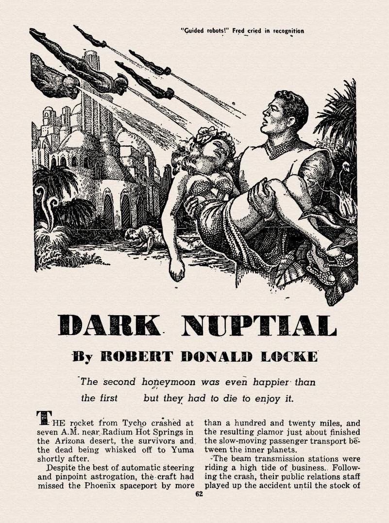 Peter Poulton's Covers Art Peter Poulton, Dark Nuptial by Robert Donald Locke, Thrilling Wonder Stories 53-02, p.62.