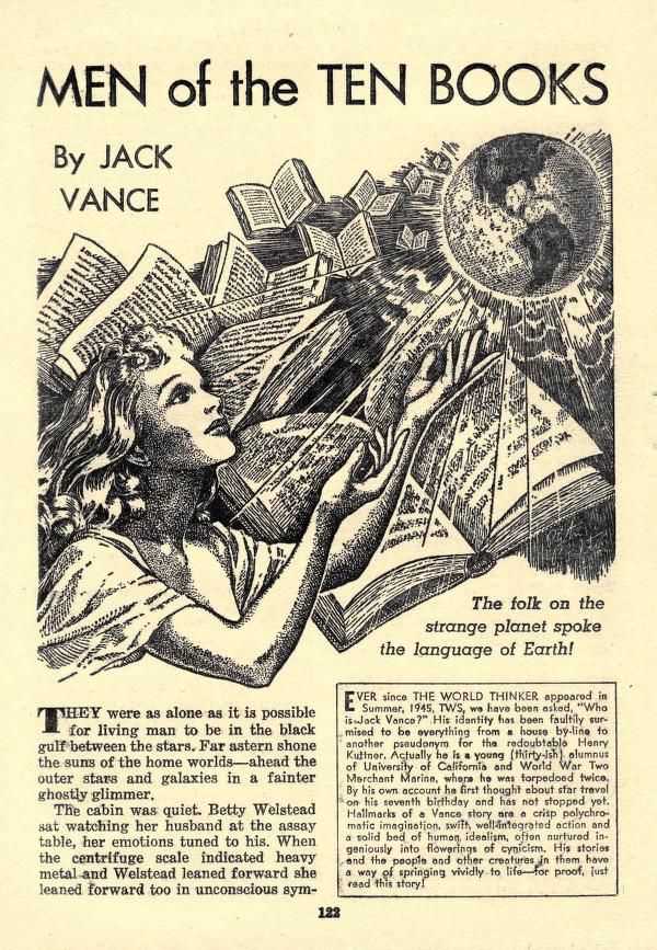 Peter Poulton's Covers Art Peter Poulton, Men of the Ten Books by Jack Vance, Startling Stories 51-03, p.122.