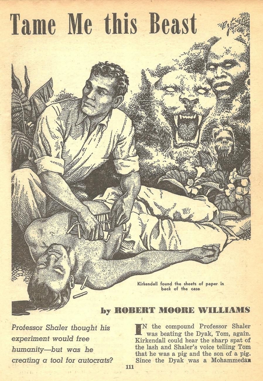 Peter Poulton's Covers Art Peter Poulton, Tame Me This Beast by Robert Moore Williams, Startling Stories 51-05, p.111.