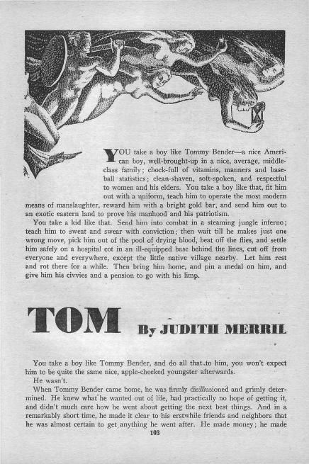 Peter Poulton's Covers Art Peter Poulton, Peeping Tom by Judith Merrill, Startling Stories 54-Spring, p.103.