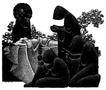 Hannes Bok's Covers Art Hannes Bok, The Mask by Robert W. Chambers, Famous Fantastic Mysteries 43-12, p.109. Blurb: Barred from life and death alike, she waited---waited for the key that could unlock the sinister talisman which held her prisoner of eternity.