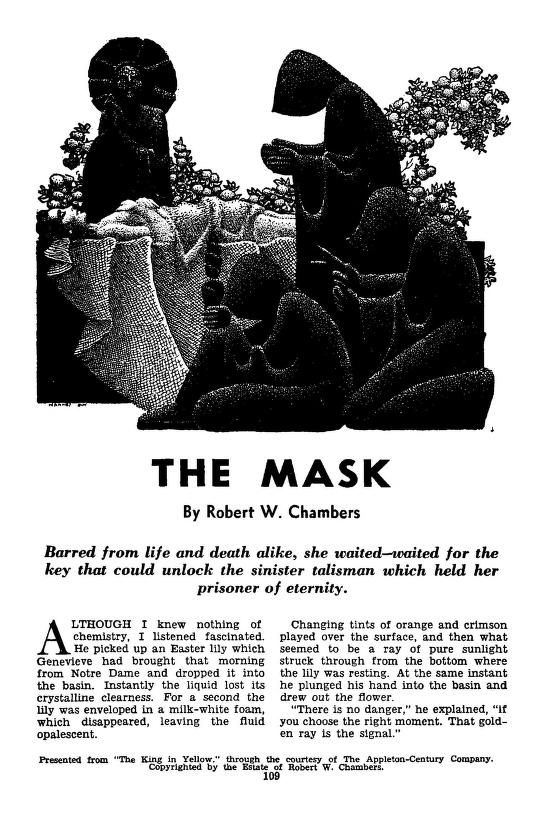 Hannes Bok's Covers Art Hannes Bok, The Mask by Robert W. Chambers, Famous Fantastic Mysteries 43-12, p.109.