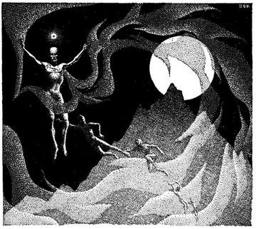 Hannes Bok's Covers Art Hannes Bok, The Mask by Robert W. Chambers, Famous Fantastic Mysteries 43-12, p.113. Caption: I thought of The King in Yellow, wrapped in the fantastic colors of his tattered mantle, and of lost Carcosa that lies beyond the moon.