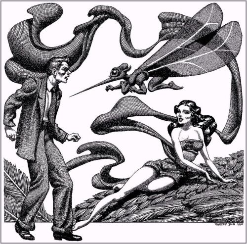 Hannes Bok's Covers Art Hannes Bok, The Soul Stealer by Chester S. Geier, Science Stories V1N1, 50-10, P.7. Caption: There was danger in the presence of this girl---and yet somehow, Terry Bryant knew he must reach her.