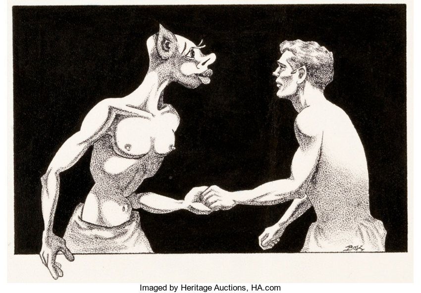 Hannes Bok's Covers Art Hannes Bok, Beyond Doubt by Lyle Monroe (Robert A. Heinlein) & Elma Wentz, Astonishing Stories 41-04, p.35.