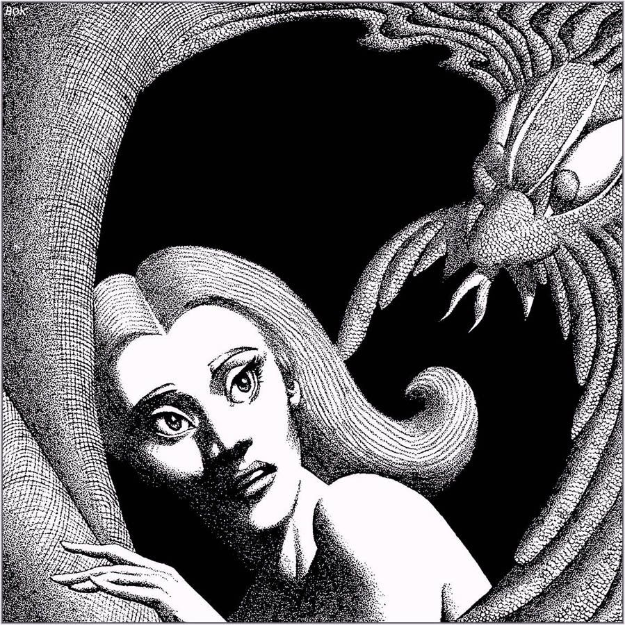 Hannes Bok's Covers Art Hannes Bok, Lost Legion by Lyle Monroe (Robert A. Heinlein), Super Science Stories 41-11.