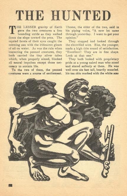 Hannes Bok's Covers Art Hannes Bok, The Hunted by John D. MacDonald, Super Science Stories 49-07, P.52.