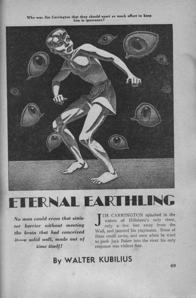 Hannes Bok's Covers Art Hannes Bok, Eternal Earthling by Walter Kubilius, Super Science Stories 51-04, P.69.
