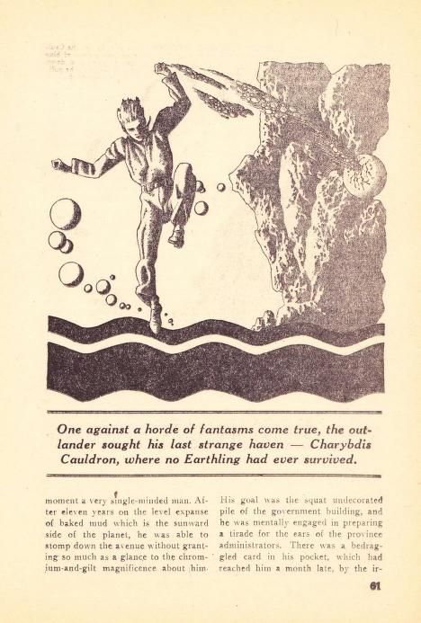 Hannes Bok's Covers Art Hannes Bok, The Bounding Crown (right side) by James Blish, Super Science Stories 49-01, p.67.