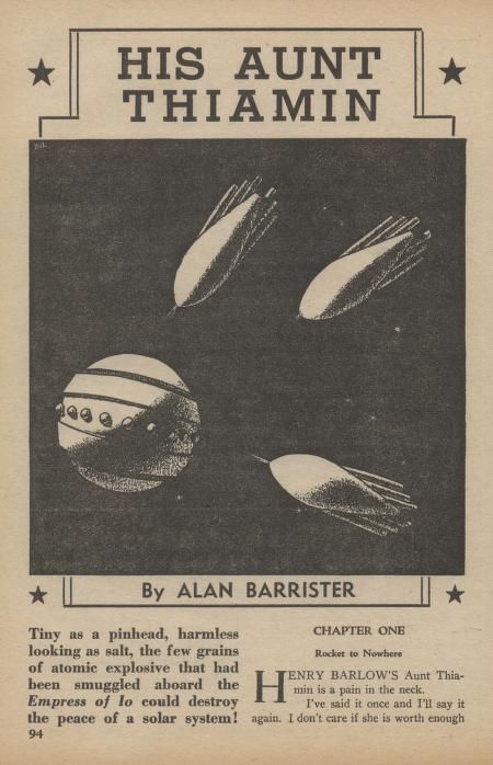 Hannes Bok's Covers Art Hannes Bok, His Aunt Thiamin by Alan Barrister (John B. Michel), Super Science Stories 42-11, P.94.