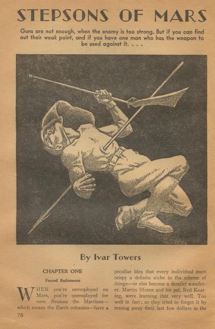 Hannes Bok's Covers Art Hannes Bok, Stepsons of Mars by Ivar Towers (C.M. Kornbluth, Dirk Wylie , and Richard Wilson) Astonishing Stories 40-04, P.78.