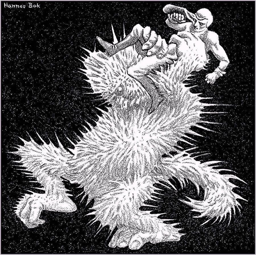 Hannes Bok's Covers Art Hannes Bok, Stepsons of Mars by Ivar Towers (C.M. Kornbluth, Dirk Wylie , and Richard Wilson) Astonishing Stories 40-04, P.78.