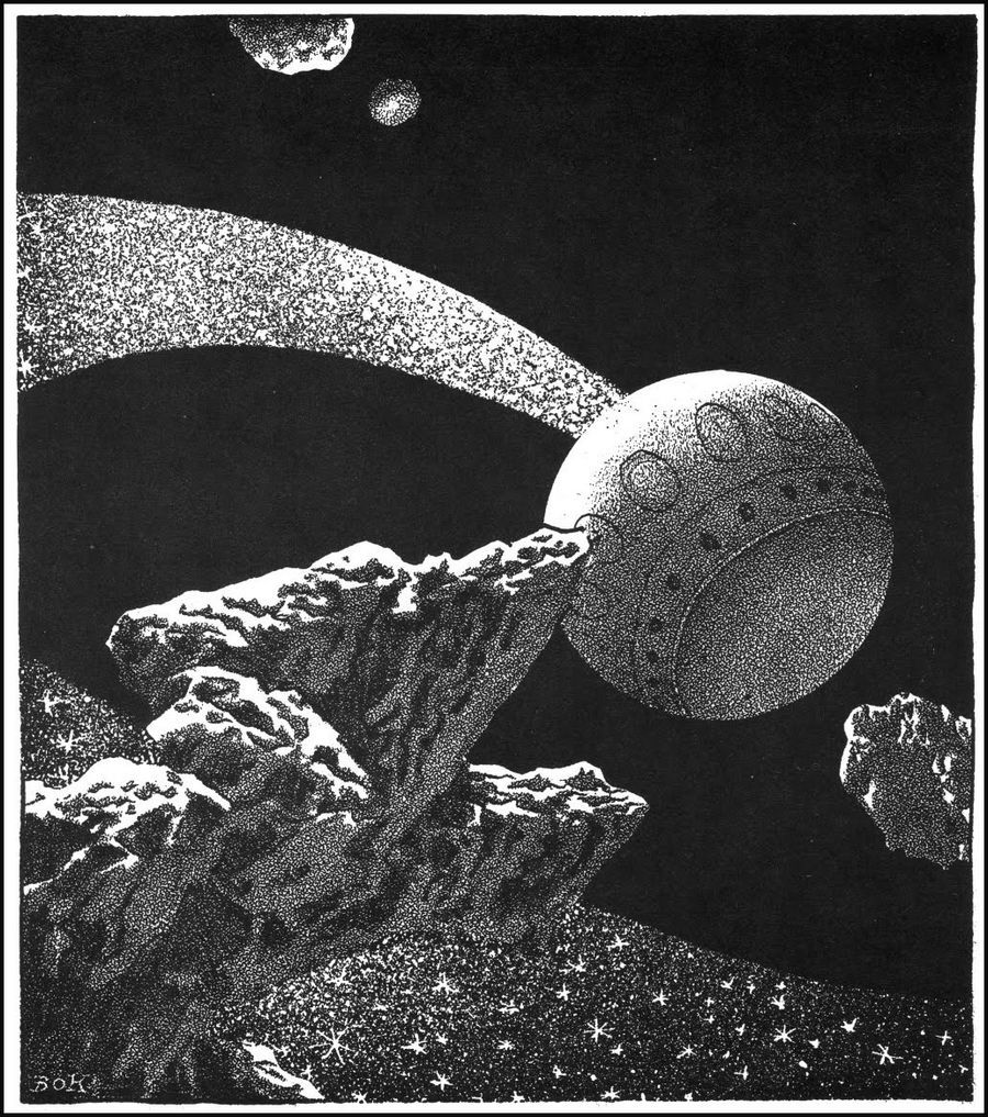 Hannes Bok's Covers Art Hannes Bok, Blind Flight by Millard Verne Gordon (Donald A. Wollheim), Stirring Science Stories 42-03 P.23.