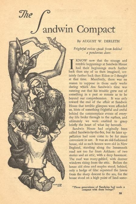 Hannes Bok's Covers Art Hannes Bok, The Sandwin Compact by August W. Derleth, Weird Tales 40-11, P.53.