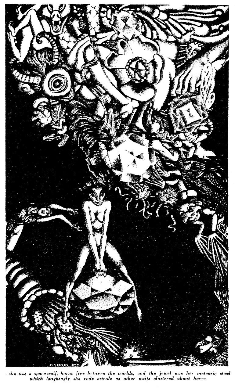 Hannes Bok's Covers Art Hannes Bok, Passage to Sharanee by Carol Grey (Robert A.W. Lowndes), Future SF 42-04, p.88.