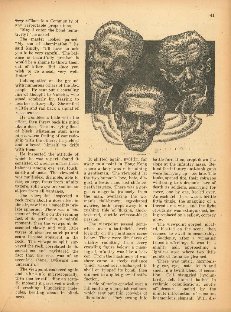 Hannes Bok's Covers Art Hannes Bok, The Golden Road by Cecil Corwin (C.M. Kornbluth), Stirring Science Stories 42-03 p. 41.