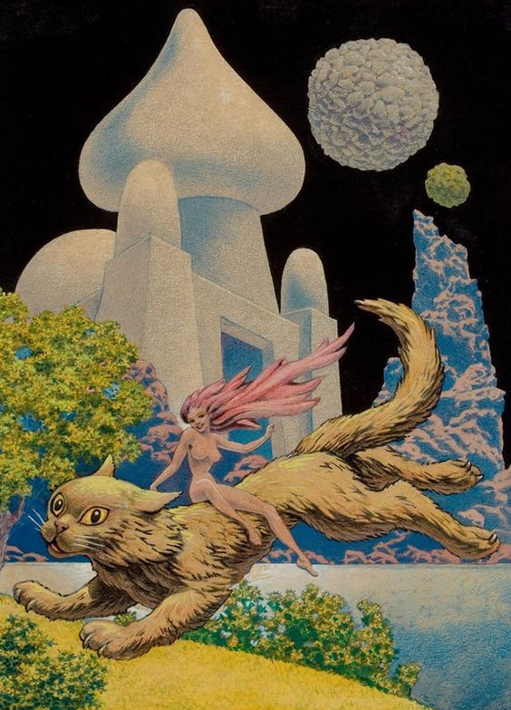 Hannes Bok's Covers Art HANNES BOK (American, 1914-1964). Cat Lady, unpublished science-fiction digest cover, circa 1950s