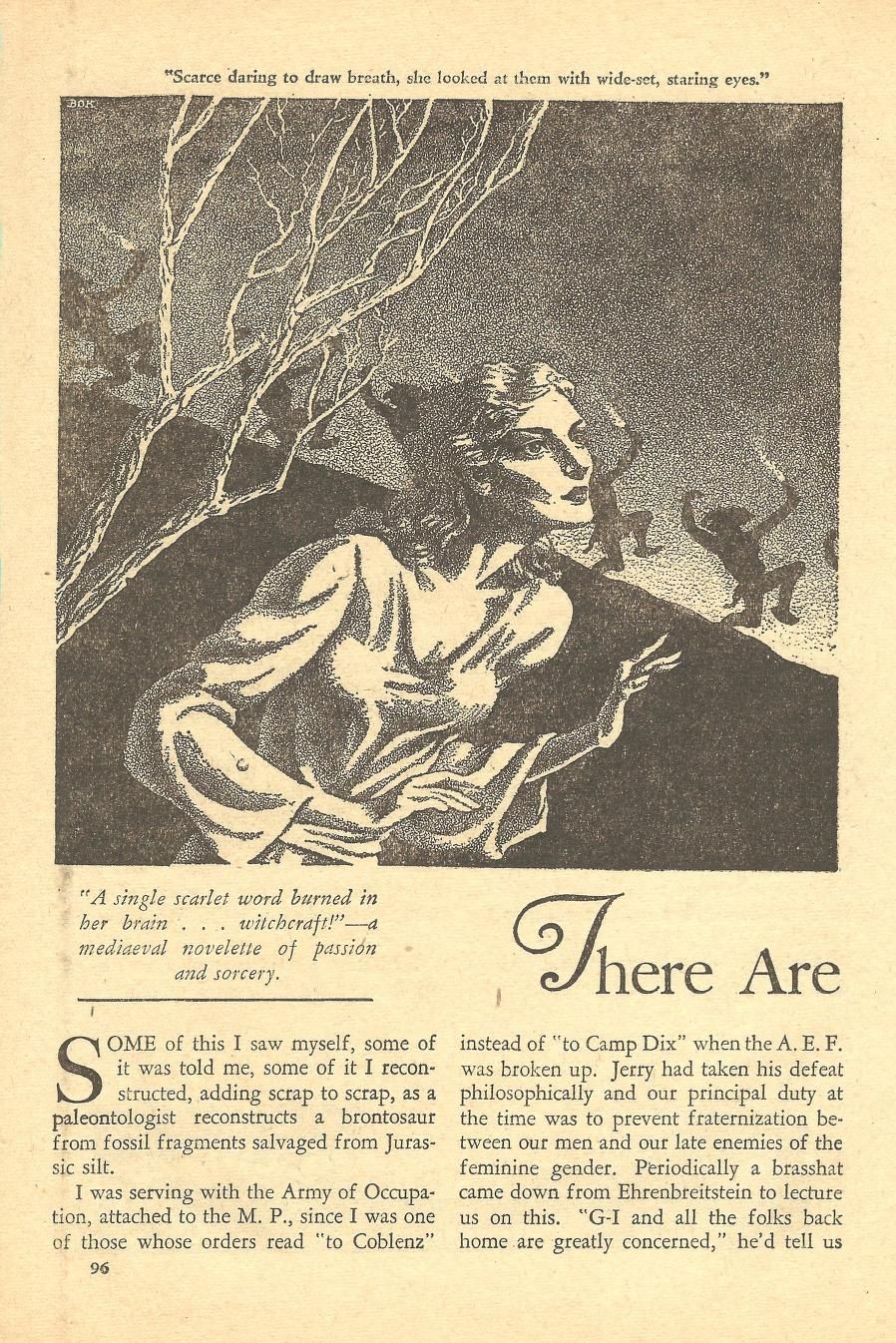 Hannes Bok's Covers Art Hannes Bok, There Are Such Things by Seabury Quinn, Weird Tales 41-05. Reprinted in Weird Tales 54-05 for Song in the Thicket by Manly Bannister and in A Crying Child by Dorothea Gibbons, Weird Tales 53-11, p.75.