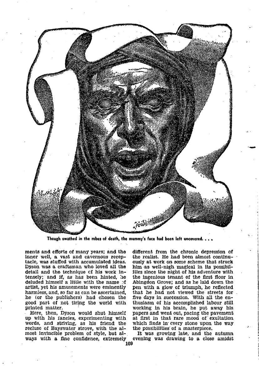 Hannes Bok's Covers Art Hannes Bok, Strange Occurrence at Clerkenwell by Arthur Machen, Famous Fantastic Mysteries V11N3, 50-02, p.109.