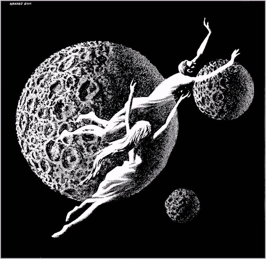 Hannes Bok's Covers Art Hannes Bok, Voice in the Void by Walter Kubilius, Astonishing Stories 42-03, P.77.