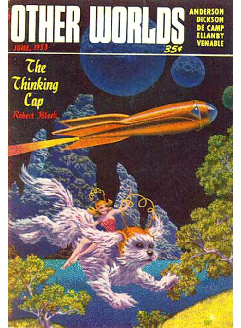 Hannes Bok's Covers Art Hannes Bok (1914-1964), Other Worlds 53-06, The Thinking Cap by Robert Bloch.