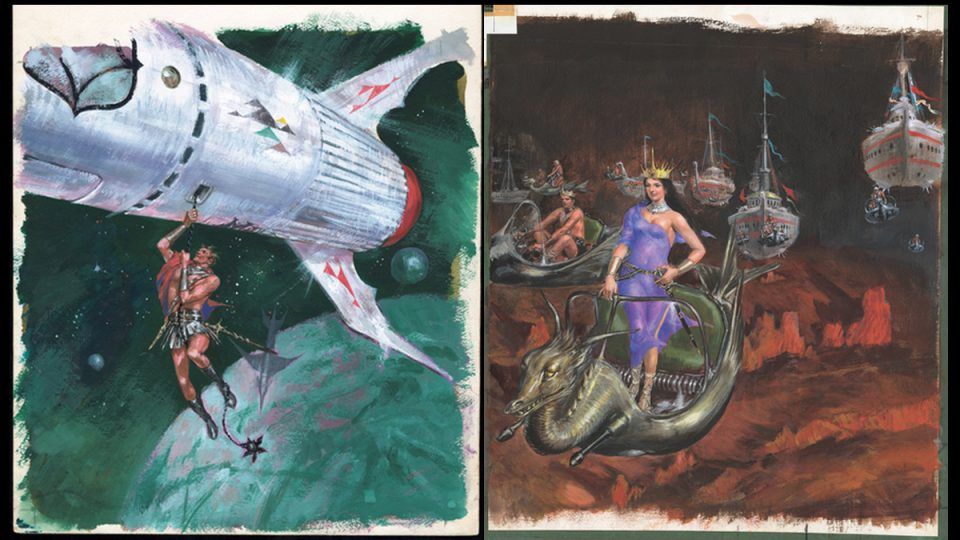 Takebe Motochiro ERB-Mars Covers Art Takebe Motoichiro, original art for the cover of The Gods of Mars by ERB and (?) part of the frontispiece.