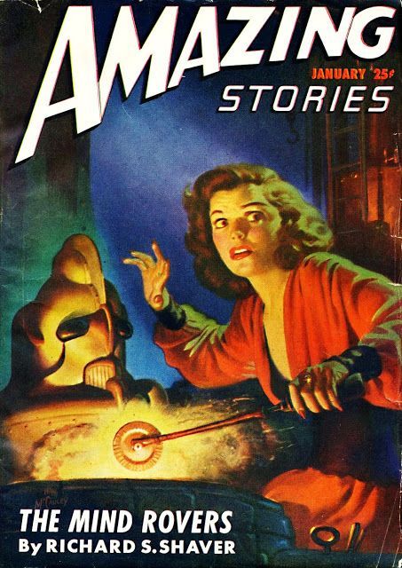 Ed Valigursky Amazing Stories Covers Art Harold McCauley, Amazing Stories 47-01, The Mind Rovers by Richard S. Shaver.