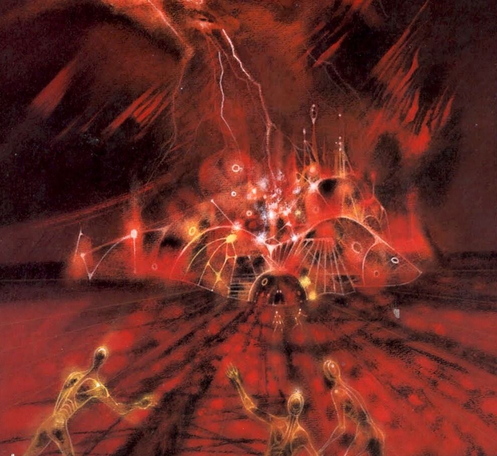 Richard M. Powers's visual Art Richard Powers, Far Rainbow/ The Second Invasion from Mars by Arkady & Boris Strugatsky, Macmillan Books, 1979.
