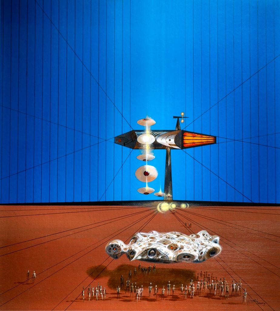 Richard M. Powers's visual Art Richard Powers, Our Children's Children by Clifford Simak, G.P. Putnam's Sons, New York, 1974.