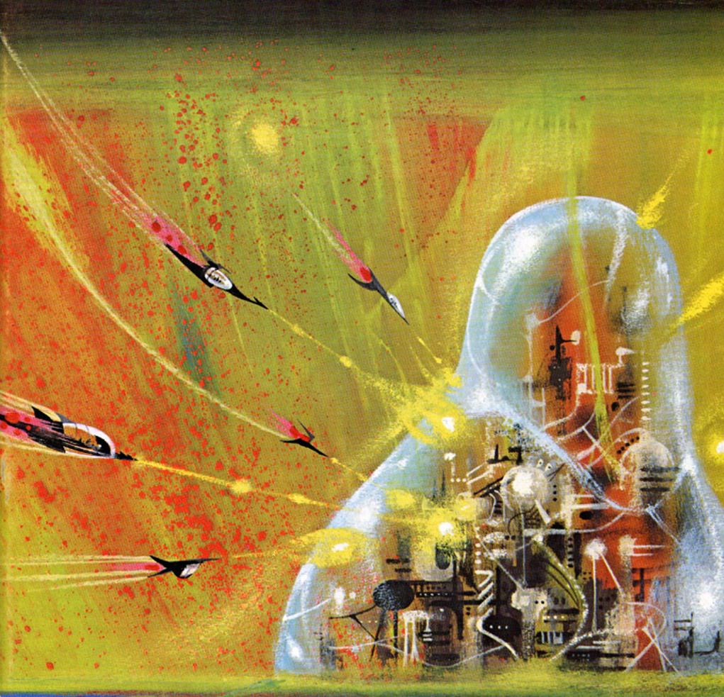 Richard M. Powers's visual Art Richard Powers, Destination Infinity AKA Fury by Henry Kuttner, Berkeley Medallion Books, 1958. Also used for the cover of Algol 77-Summer, Fall.