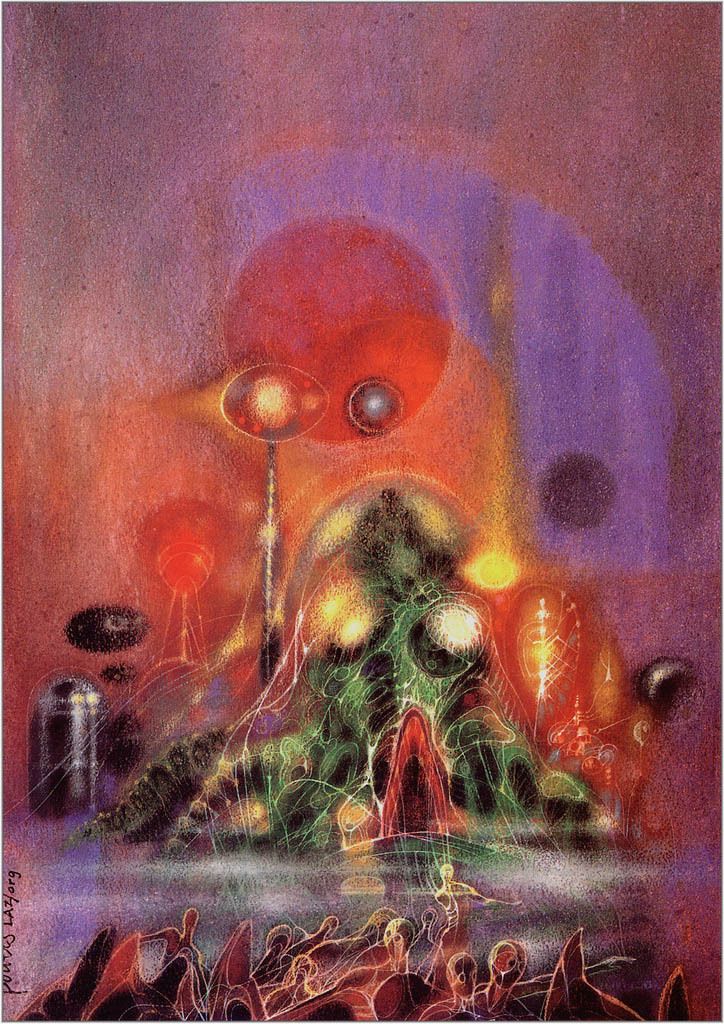 Richard M. Powers's visual Art Richard Powers, Original cover art for War of the Worlds by H.G. Wells, Berkeley Books, 1982. I'd seen the paperback cover many times, but I never noticed the sexual imagery until I saw this.