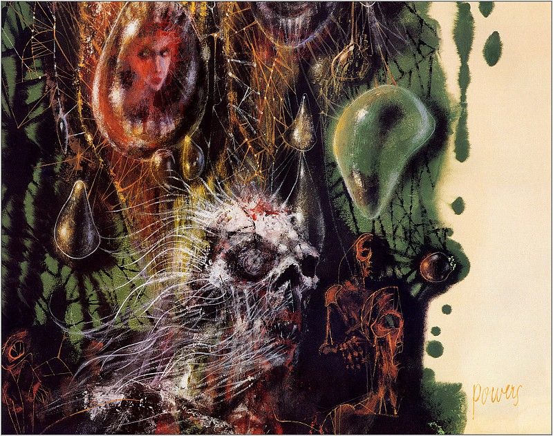 Richard M. Powers's visual Art Richard Powers, The Graveyard Reader (upper half cropped) edited by Groff Conklin, 1958.