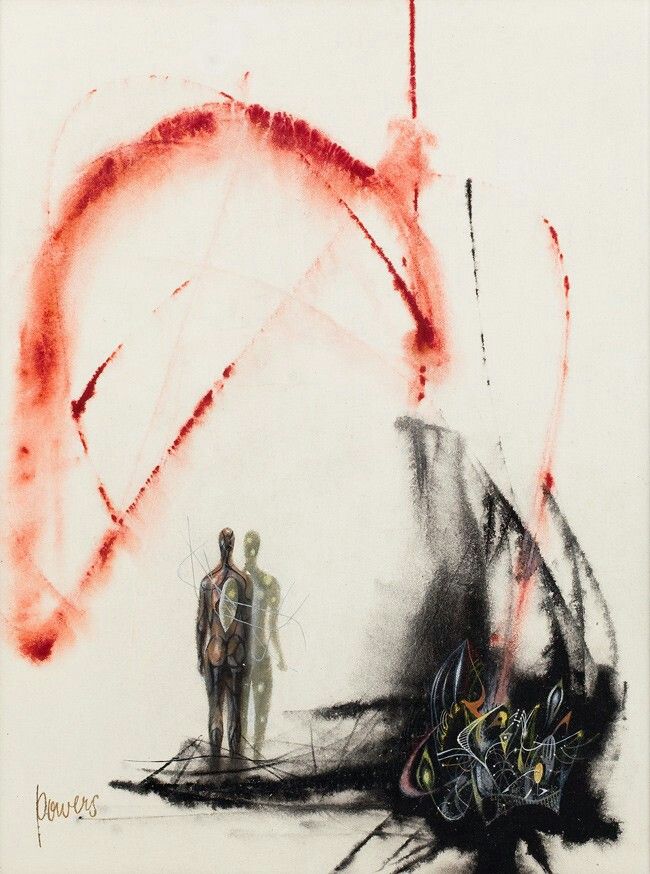 Richard M. Powers's visual Art Richard Powers, Man of Earth by Algis Budrys 1958. Also used for the cover of His Share of Glory, the collected short works of C.M. Kornbluth (1997).