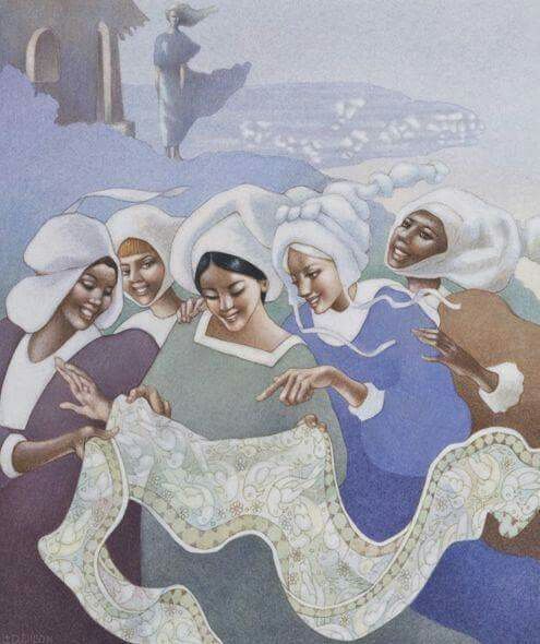 Leo and Diane Dillon's visual Art “The reclamation of the feminine soul is not a process that can be readily taught. Rather, it is a potentiality that can be evoked by shifting the way we listen to women’s voices, and the way we see ourselves, our mothers and our grandmothers.”   Naomi Ruth Lowinsky | Artwork by Leo and Diane dillon