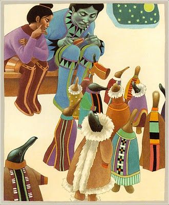 Leo and Diane Dillon's visual Art Illustration by Leo and Diane Dillon for The Girl Who Dreamed Only Geese, and Other Tales of the Far North by Howard A. Norman, 1997