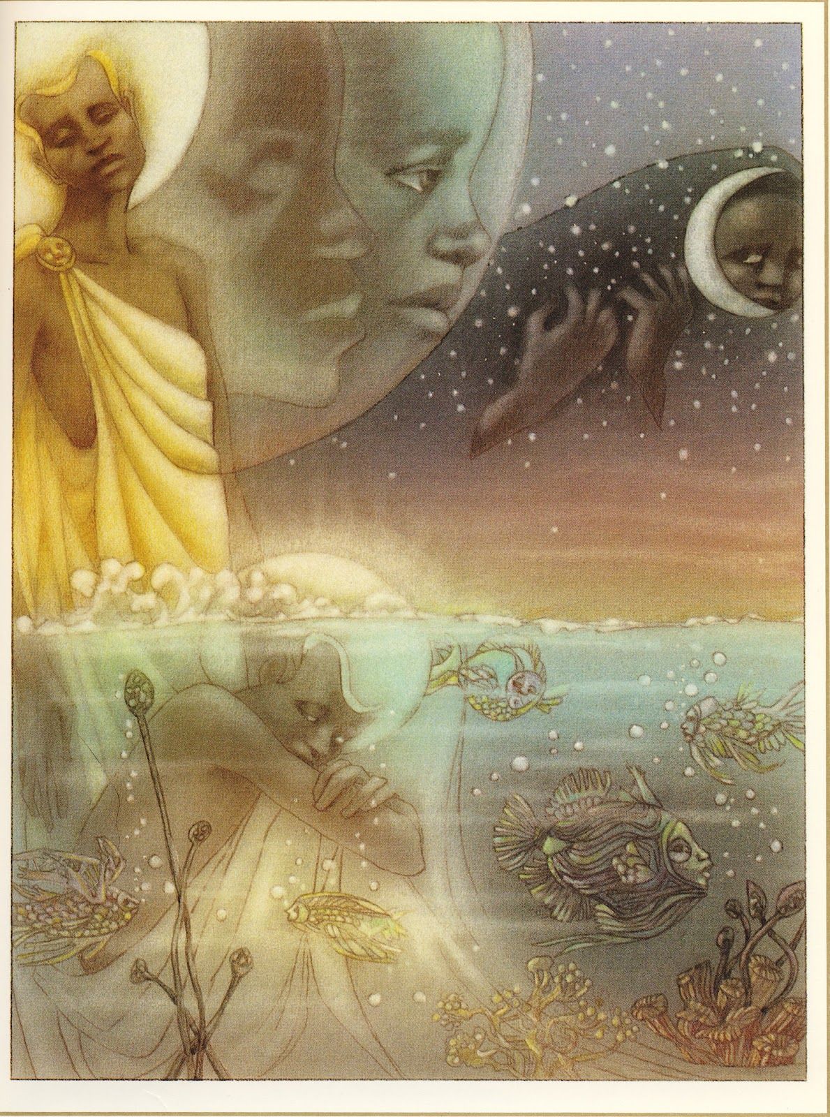 Leo and Diane Dillon's visual Art Illustration by Leo & Diane Dillon for 'Children of the Sun' by Jan Carew (1980)